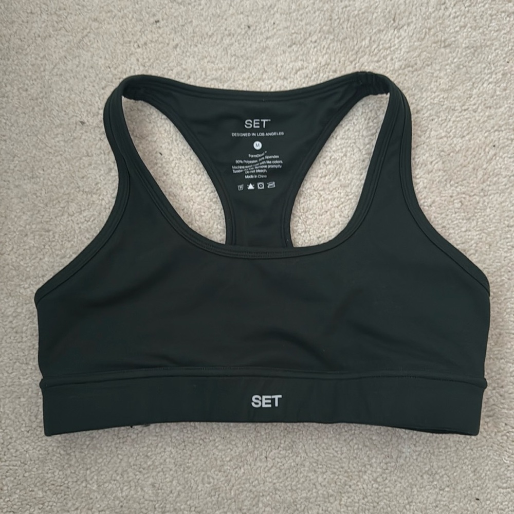 Set Active dark green sports bra